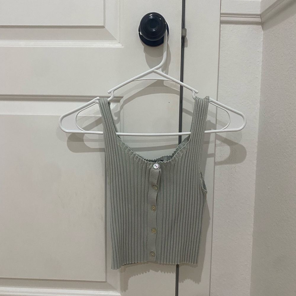 Ribbed Button-Up Tank Top